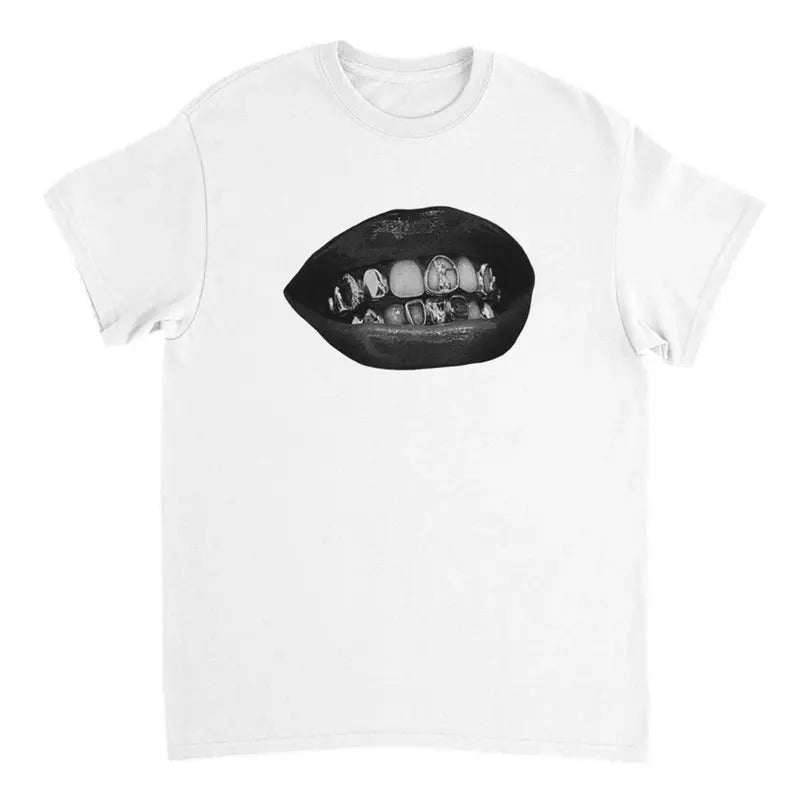 Grillz Men's White Cotton T-Shirt - Crewneck Long Sleeve Hoodie, Sweatshirt | PureTeeCo.com