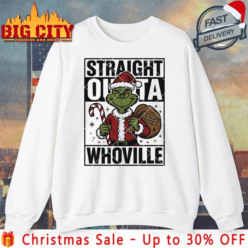 Grinch Santa Christmas Straight Outta Whoville shirt