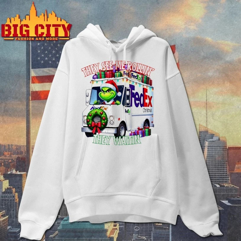 Grinch Shipping FedEx Christmas They See Me Rollin They Waitin shirt