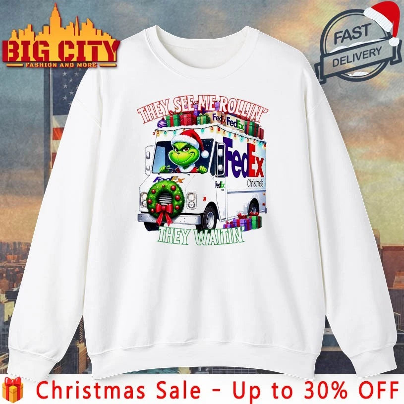 Grinch Shipping FedEx Christmas They See Me Rollin They Waitin shirt