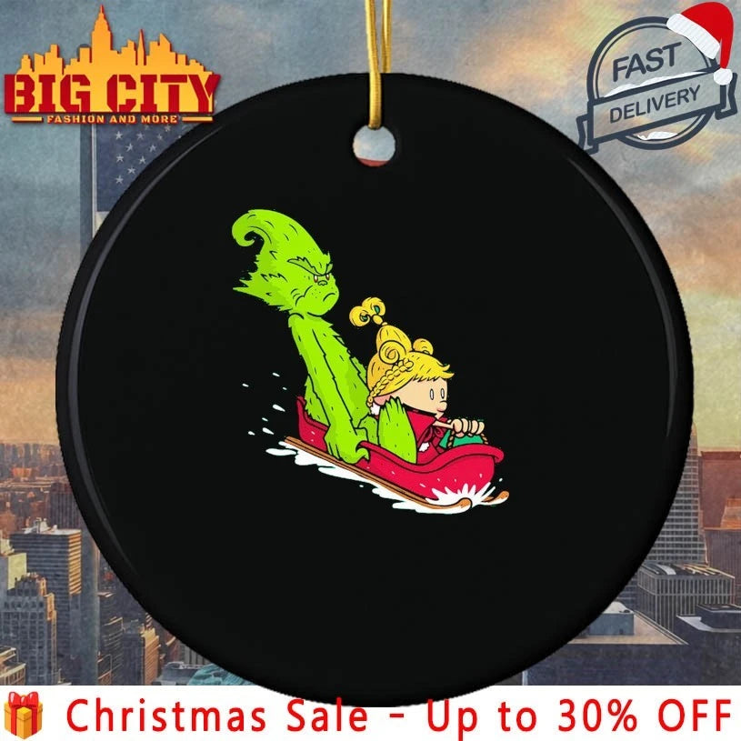 Grinch và Cindy-Lou Who skiing christmas 2025 shirt