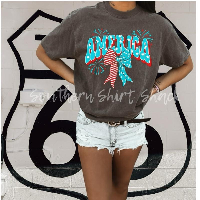 Groovy America bow T shirt  | Pepper comfort colors t shirt Hoodie, Sweatshirt | PureTeeCo.com