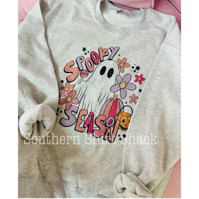 Groovy Spooky Season Sweatshirt | Halloween Sweatshirt T-Shirts, Hoodie | PureTeeCo.com