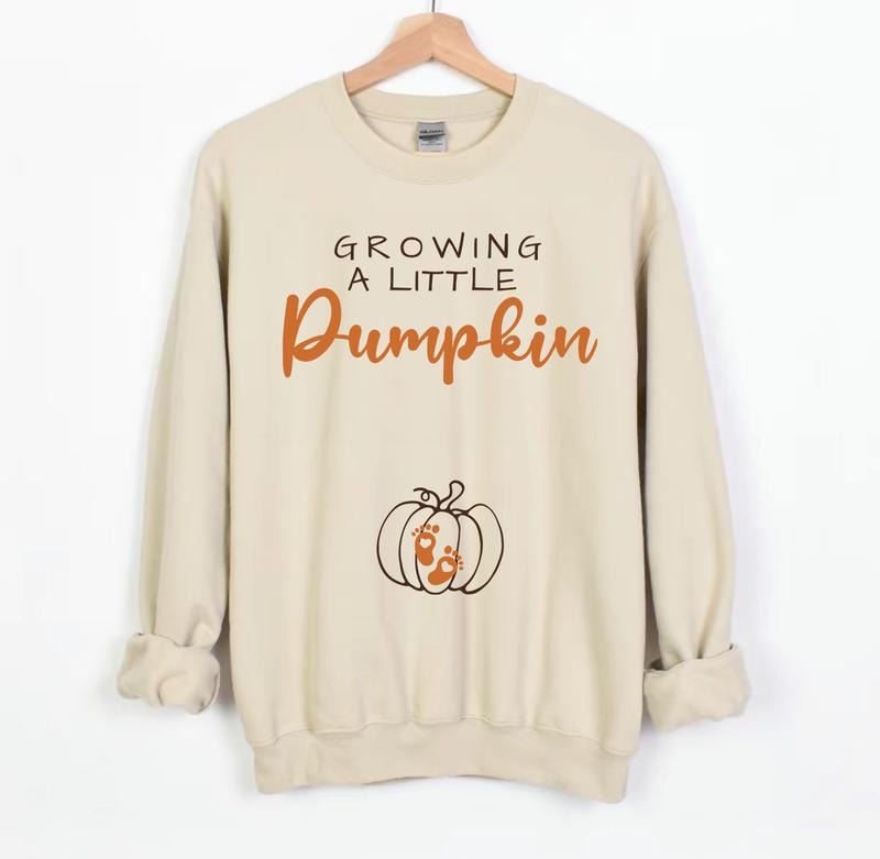 Growing A Little Pumpkin Sweatshirt, Maternity Design Sweatshirt, Pregnancy Reveal Hoodie, Halloween Pregnancy...