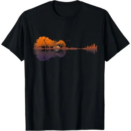 Guitar Lake Reflections Music and Guitar Lover Guitar T-Shirt Made in USA Hoodie, Sweatshirt | PureTeeCo.com