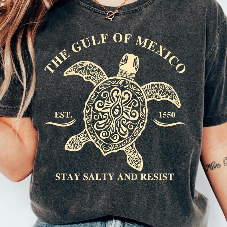 Gulf of Mexico Stay Salty Resistance Tshirt, Mexico Beach Shirt, Texas Alabama Florida Beach T-Shirt, Anti Trumpp, Subtle...