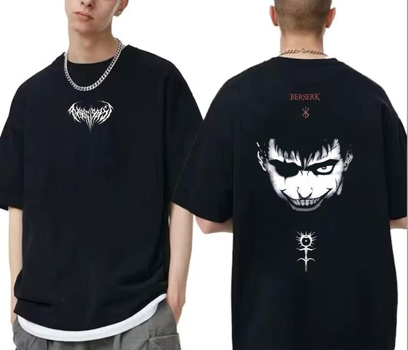 Guts 2 Sides Shirt Berserker Armor Anime All Size T-Shirt Menswear Top for Gym Manga Anime Lovers Shirt Anime All Size...