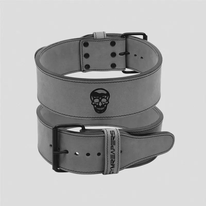 Gymreapers 10mm Single Prong Weightlifting Belt - Gray Leather Belt for Serious Weightlifting and Strength Training...