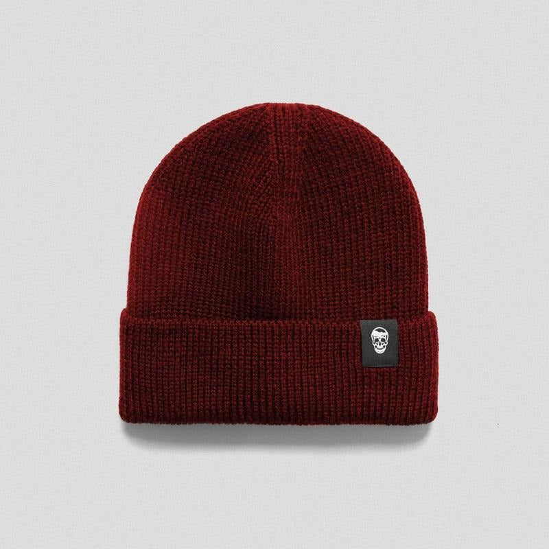 Gymreapers Ribbed Knit Skull Beanie - Maroon for Cold Weather Performance and Comfort T-Shirts, Hoodie, Sweatshirt
