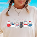 HAPPY 4TH OF JULY CATS SHIRT JULY 4TH SHIRT, 4TH OF JULY MEN SHIRT, UNISEX COTTON SHIRT, OVERSIZED HOLIDAY SUMMER SHIRT...