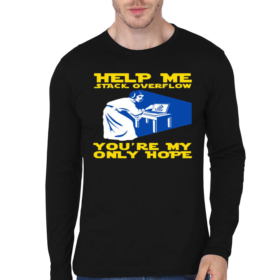 Help Me Stack Overflow Black Full Sleeve T-Shirt Hoodie, Sweatshirt | PureTeeCo.com