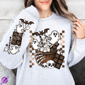HOT COCOA GHOSTS - BOOT RUN 1 - CREWNECK SWEATSHIRT W/ SLEEVE PRINT T-Shirts, Hoodie | PureTeeCo.com (Image 1)