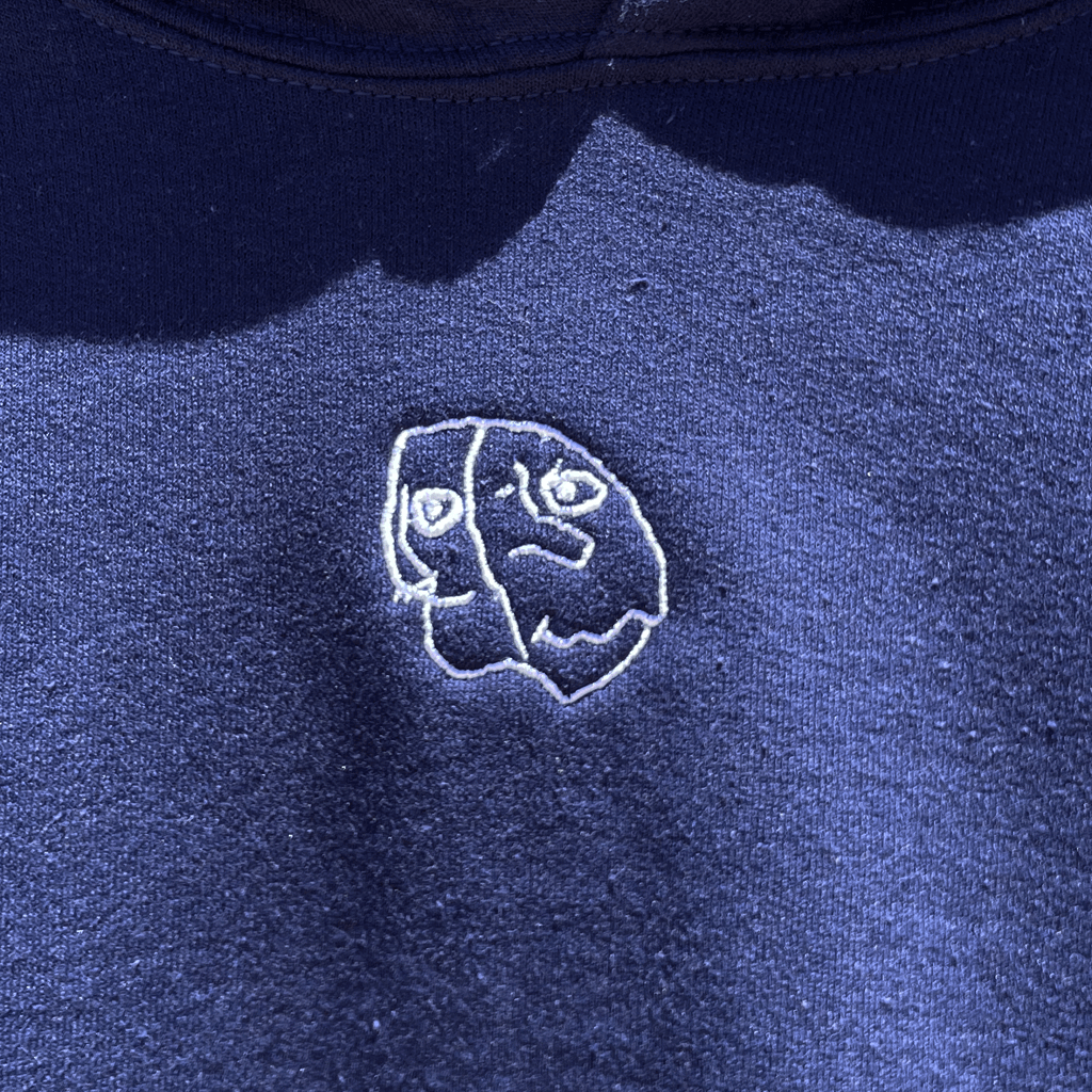 Face Embroidered Navy Hoodie T-Shirts, Sweatshirt | PureTeeCo.com (Image 2)
