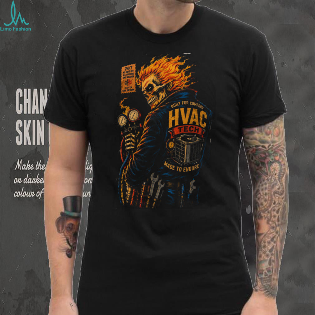 HVAC Tech Fire Skull Built For Comfort Shirt