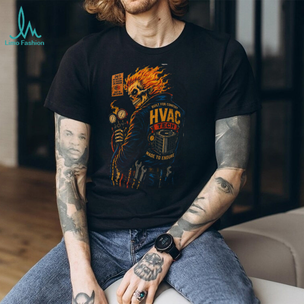 HVAC Tech Fire Skull Built For Comfort Shirt