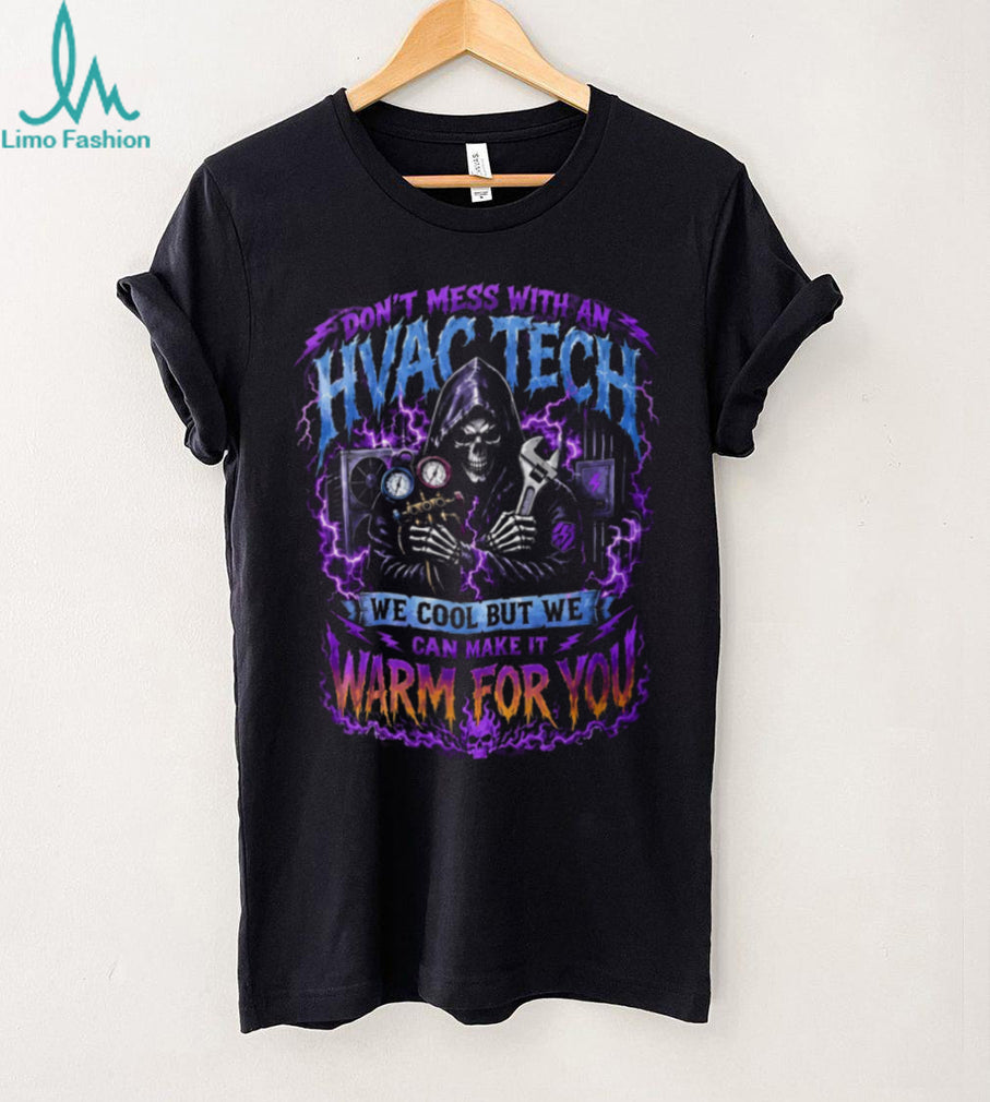 HVAC Tech Skeleton Purple Lightning Warm Shirt