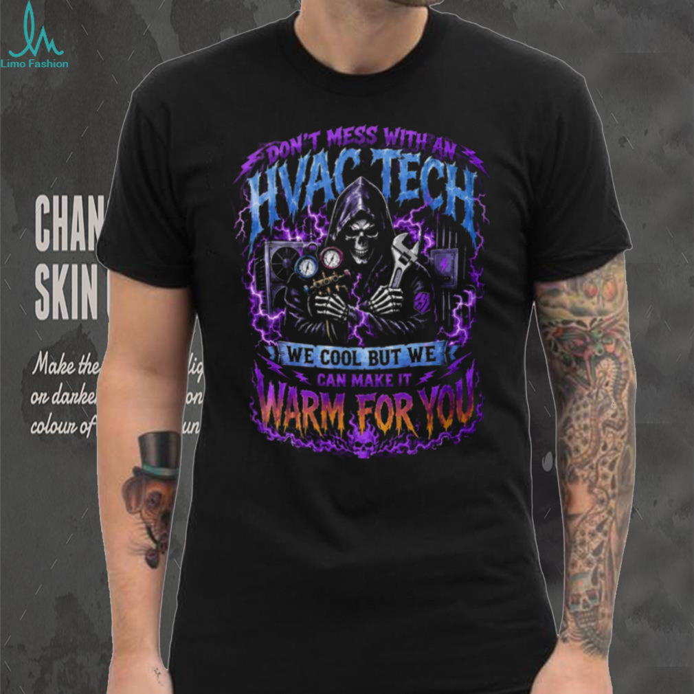 HVAC Tech Skeleton Purple Lightning Warm Shirt