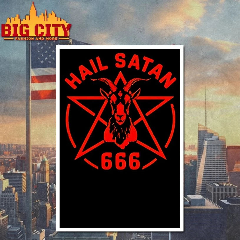 Hail Satan Goat Head Pentagram 666 shirt