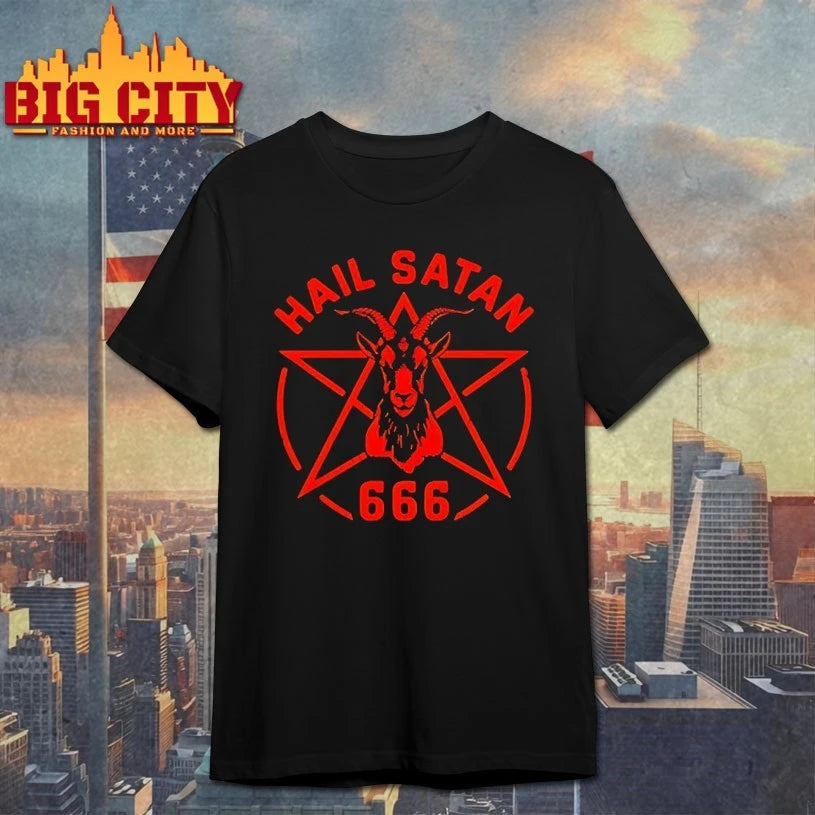 Hail Satan Goat Head Pentagram 666 shirt