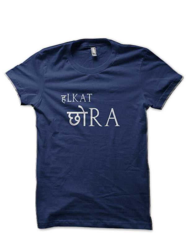 Halkat Chora Hinglish Print Navy Blue T-Shirt Hoodie, Sweatshirt | PureTeeCo.com