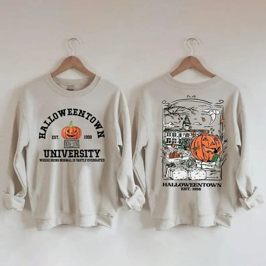Halloween Back and Front Sweatshirt, Halloween Women's Sweatshirt, Halloween Pumpkin Horror Shirt, Halloween Shirt, Halloween Pumpkin