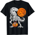 Halloween Boys Dinosaur Skeleton T rex Scary Pumpkin Moon T-Shirt Made in USA Hoodie, Sweatshirt | PureTeeCo.com