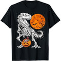 Halloween Boys Dinosaur Skeleton T rex Scary Pumpkin Moon T-Shirt Made in USAstyle{n002}2 Hoodie, Sweatshirt | PureTeeCo.com
