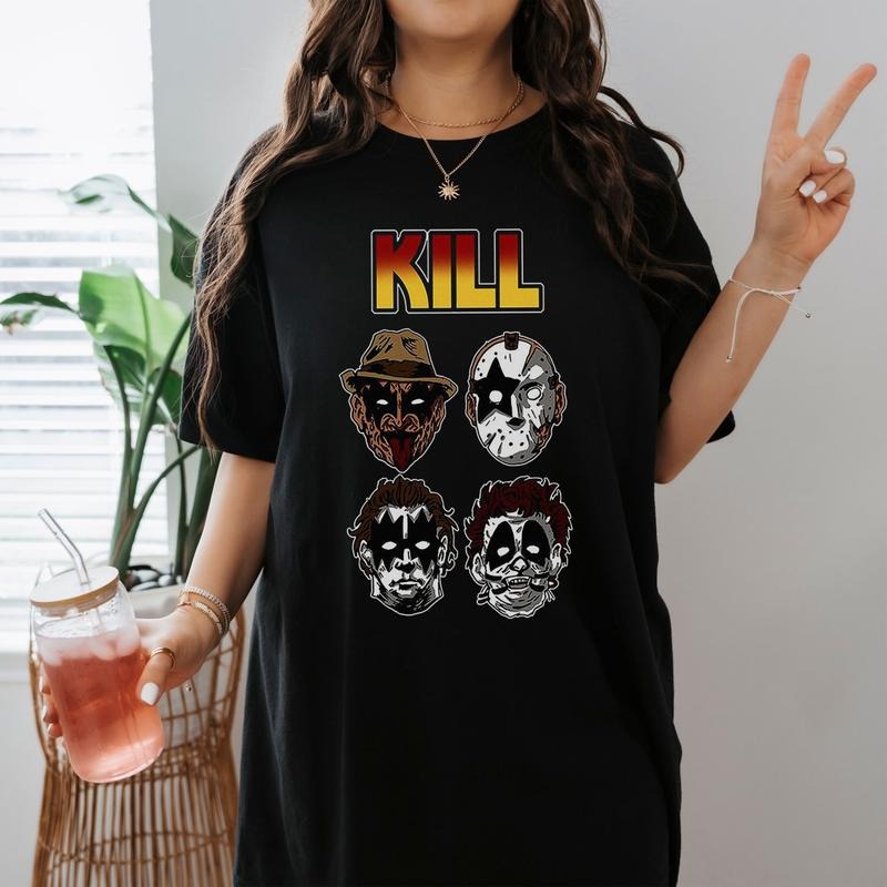 Halloween Characters Shirt Michael Myers Jason Voorhees Freddy Krueger Leatherface Shirt Hoodie, Sweatshirt | PureTeeCo.com