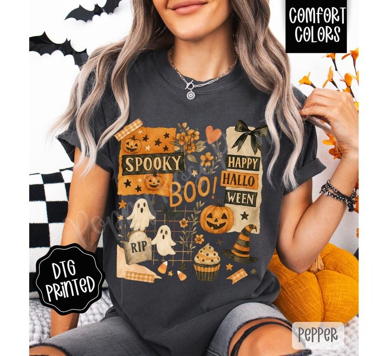 Halloween Collage Shirt Comfort Colors, Trendy Women's Tshirt Hoodie, Sweatshirt | PureTeeCo.com