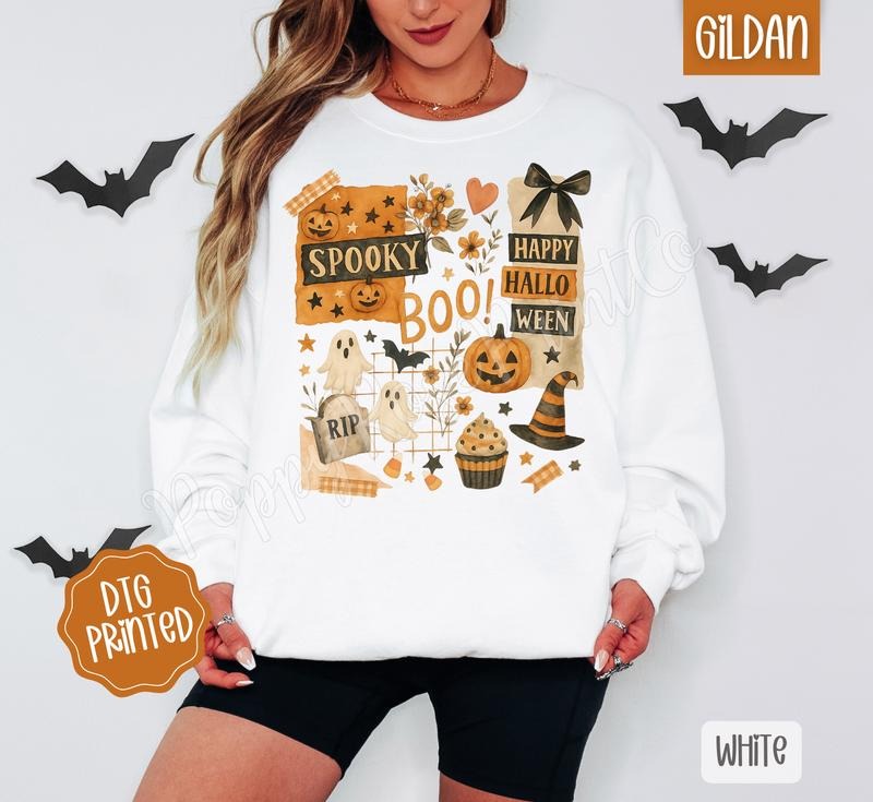 Halloween Collage Sweatshirt, Trendy Women's Crewneck T-Shirts, Hoodie | PureTeeCo.com