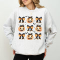 Halloween Coquette Bow Pumpkin Sweatshirt, Gothic Halloween Sweatshirt For Girls, Cute Pumpkin With Bow Sweater, Coquette...