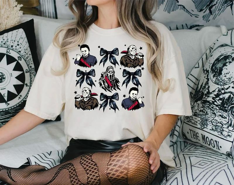 Halloween Coquette Shirt, Scary Movie T-Shirt, Summerween Tee, Horror Coquette Shirt, Halloween Bow Sweatshirt Hoodie