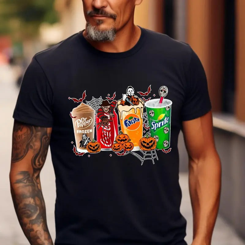 Halloween Dr. Pepper Coke Fanta Sprite T-Shirt, Retro Soda Shirt, Halloween Party Hoodie, Sweatshirt | PureTeeCo.com