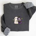 Halloween Energy Drink Ghost Embroidered Sweatshirt, Spooky Ghost Halloween Shirt, Cute Ghost With Energy Drink Fall...