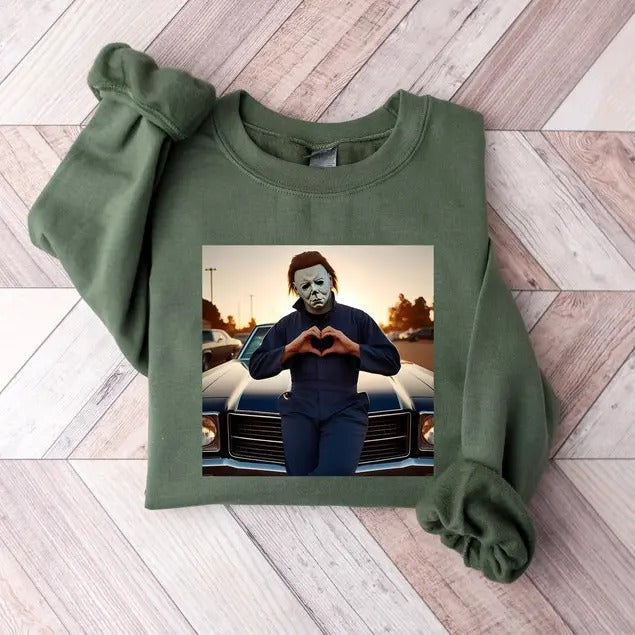 Halloween Heart Hands Horror Movie Sweatshirt - Shirt, Scary Movie T-Shirt, Meyers Halloween Graphic T-shirt, Friday The...