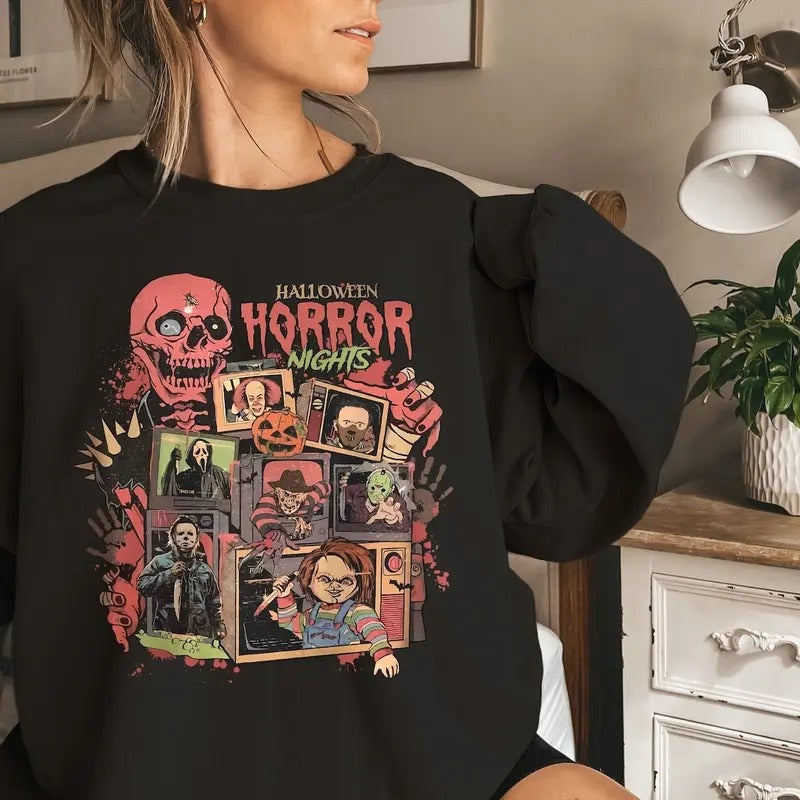 Halloween Horror Nights Universal Studios Sweatshirt,Horror Halloween shirt,Scary Movie Tee,GhostFace...