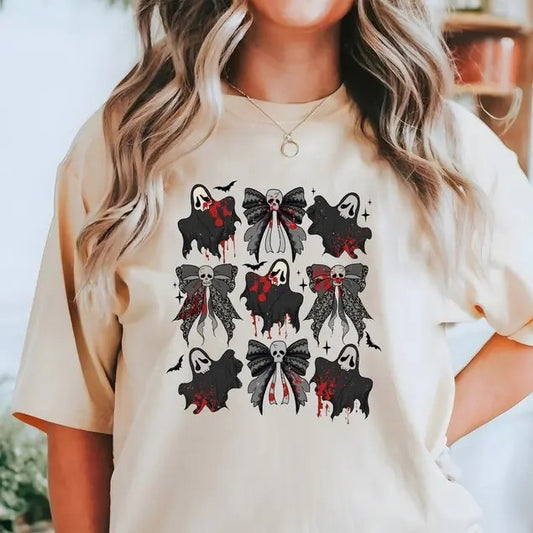 Halloween Horror Shirt, Halloween Coquette Bow Shirt, Halloween Tee, Spooky Season Shirt, Halloween Party Tees, Halloween merch Tee, Fall Shirt, Unisex shirt