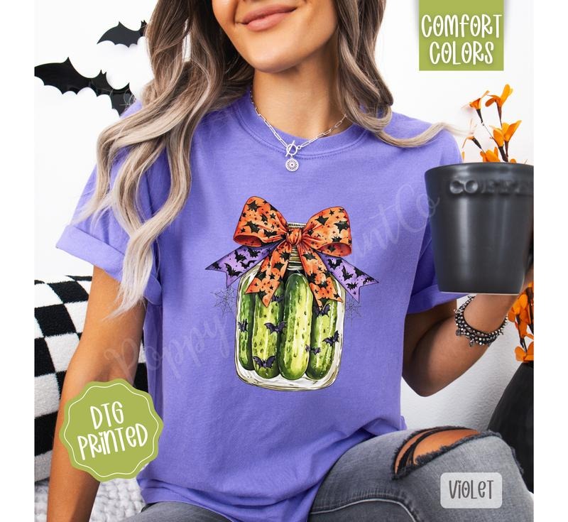 Halloween Pickles Comfort Colors, Trendy Women's Fall Tshirt Hoodie, Sweatshirt | PureTeeCo.com