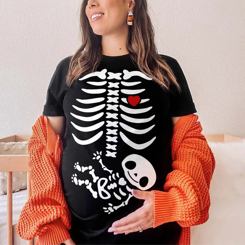 Halloween Pregnancy Announcement Pregnant Skeleton Shirt - Halloween Maternity Shirt Hoodie, Sweatshirt | PureTeeCo.com