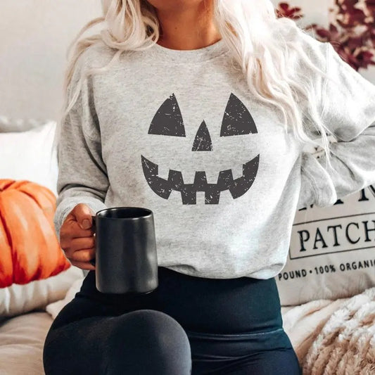 Halloween Pumpkin UNISEX Sweatshirts, Pumpkin Face Sweatshirt, Jack O' Lantern Sweatshirt, Halloween sweatshirt, Sweatshirt hot tiktok, sweatshirt best sellling