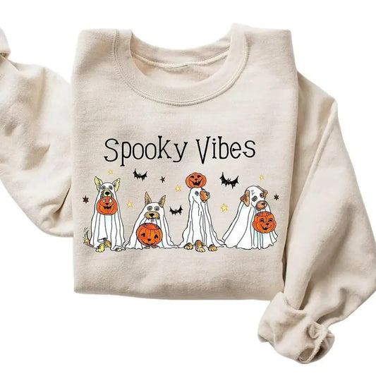 Halloween Sweatshirt, Ghost Sweatshirt, Halloween Dog Sweater, Ghost Dog Shirt, 2024 Happy Halloween, Retro Spooky Season