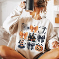 Halloween Sweatshirt, Halloween Coquette,Coquette Pumpkin, Halloween Pumpkin with Bows Cute, Halloween Design, Preppy...
