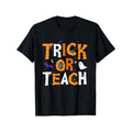 Halloween Teacher T-Shirt, Men'S Cotton Crew Neck, Geometric Pattern, Sports Style, All-Season, Slight Stretch, Knit...