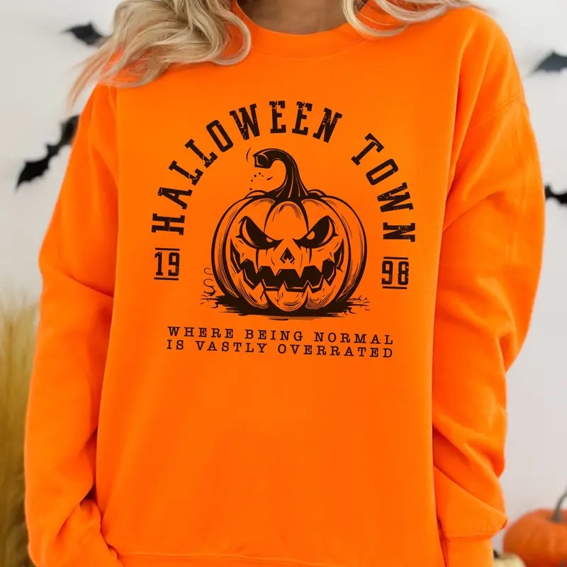 Halloween Town Sweatshirt with Jack O'Lantern Graphic T-Shirts, Hoodie | PureTeeCo.com