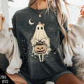 Halloween lace ghost shirt, scary ghost T-Shirt, girly ghost orange bow Tee, vintage lace ghost Shirt, spooky season,...