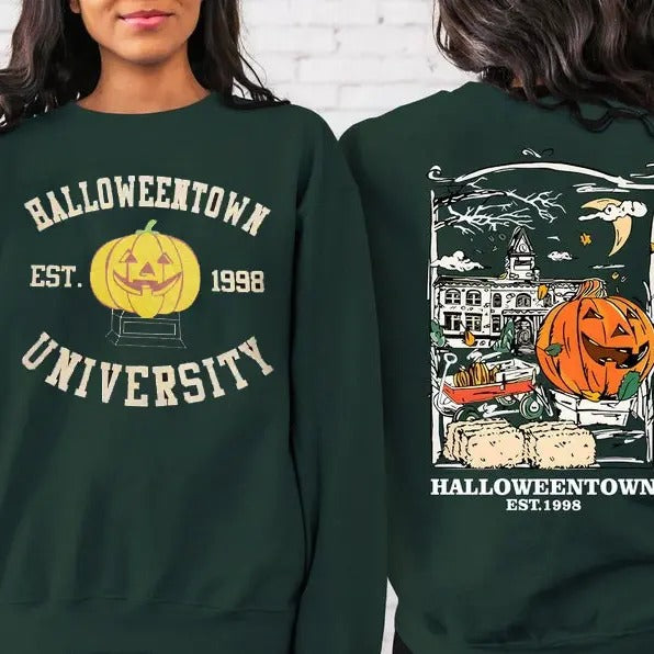 Halloweentown Est 1998 Back and Front Sweatshirt, Halloween Funny Shirt,  Halloweentown Est 1998 Sweatshirt, Halloweentown University, Retro Halloweentown Sweatshirt, Fall Sweatshirt, Halloween Sweatshirt, Funny Halloween Shirt, Halloween for women