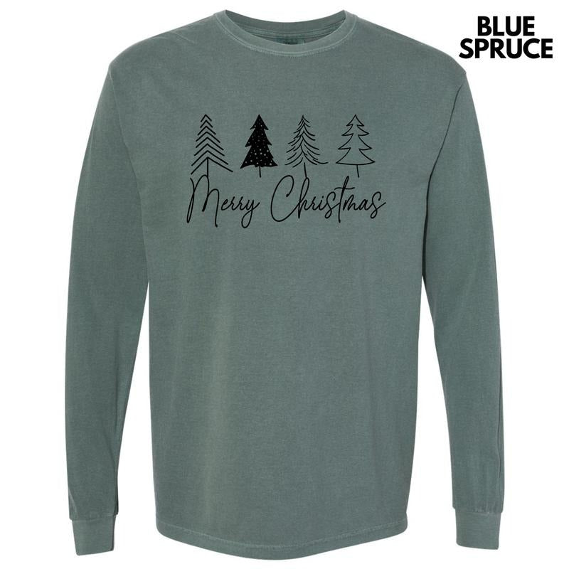 Hand Drawn Merry Christmas Long Sleeve Comfort Colors T-Shirt 'NLB' Hoodie, Sweatshirt | PureTeeCo.com
