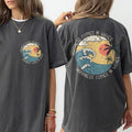 Happiness Comes In Waves Comfort Tees, Summer Vacation Shirt, Palm Tee, Beach Lover Outfit, Positive Motivational...