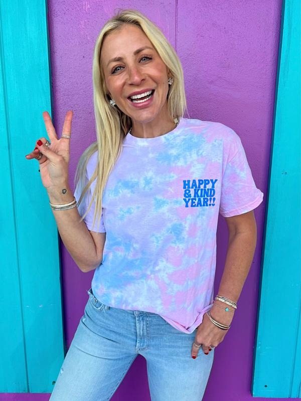 Happy & Kind Year Tie-Dye Tee Hoodie, Sweatshirt | PureTeeCo.com