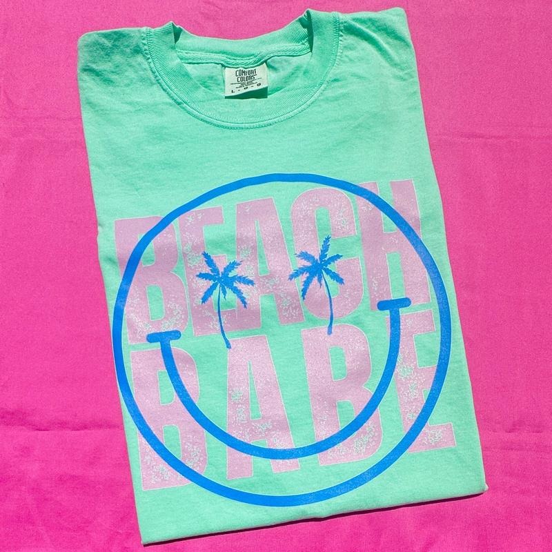 Happy Beach Babe Comfort Colors T-Shirt 'NLB' Hoodie, Sweatshirt | PureTeeCo.com
